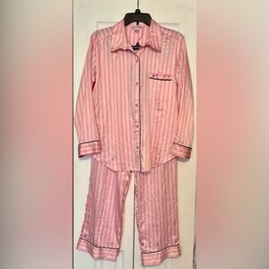 Victoria's Secret Pink Striped Button-Front Pajama Set with Contrast Trim